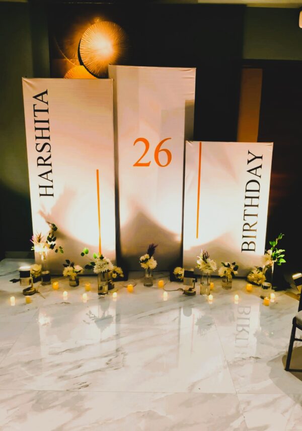 A birthday setup so elegant, it speaks for itself! ✨🌸 Minimalist, floral, and candlelit – perfect for Jaipur celebrations.