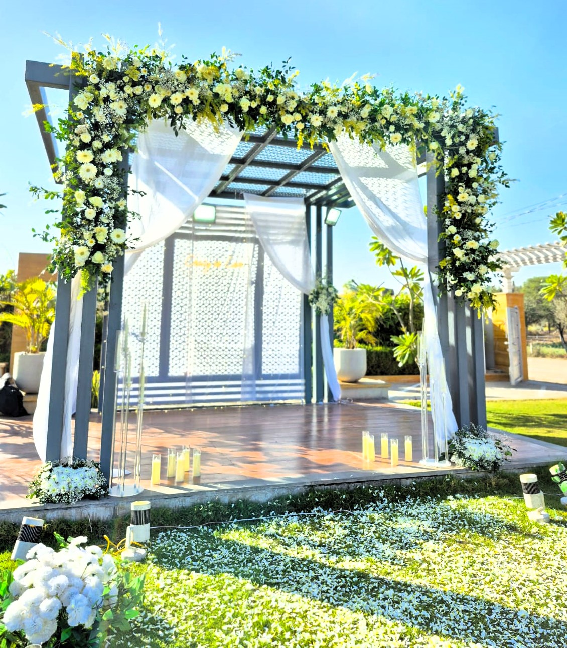 Elegant Floral Pergola Proposal Decoration in Jaipur